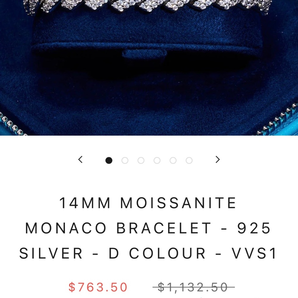 14mm White Gold Moissanite Monaco Bracelet